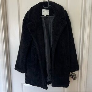Black Faux Sherpa Fur Coat